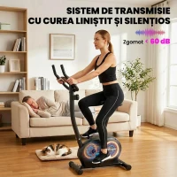 SPORTNOW Bicicletă Fitness cu 8 Niveluri de Rezistență Magnetică, Bicicletă cu Bluetooth, Șa Reglabilă, Ecran LCD, Senzor Puls, Suport Telefon, Bicicletă de Antrenament pentru Acasă(m-6)