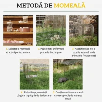 Outsunny Cușcă Capcană pliabilă din oțel pentru șobolani, șoareci și nutrii, 93x31x34,5cm, Argintiu(m-5)