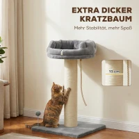 PawHut Krabpaal met kattenbed, 1 ligplek, incl. kattenspeeltje, 55 x 55 x 83 cm, grijs(m-7)