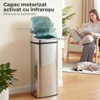 HomCom cos de gunoi din inox cu senzor si infrarosu, 50L | Aosom Ro(m-18)