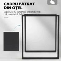 HOMCOM Set 2 picioare pentru masă dreptunghiulare, stil industrial, din oțel, capacitate 60 kg, 60x8x72 cm, negru(m-6)