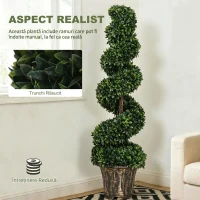 Outsunny Set 2 Plante Artificiale de Buxus în Formă de Spirală pentru Interior și Exterior cu Ghiveci, Ø32x120 cm, Verde(m-6)