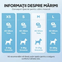 PawHut Scutece pentru Câini Masculi, 48 Bucăți cu Bandă Elastică Reglabilă, 62 x 20 cm, Alb(m-6)