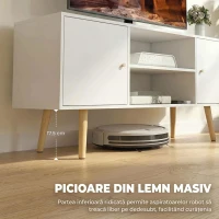 HOMCOM Mobilă TV pentru televizoare de până la 55 inch, cu 2 dulapuri și 2 rafturi deschise, din lemn și PAL melaminat, 120x34x50 cm, alb(m-6)