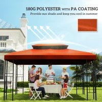Outsunny Vervangend dak voor metalen tuinpaviljoen paviljoen partytent tuintent 3x4m, Oranjerood(m-7)