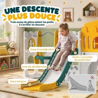 AIYAPLAY Ensemble Toboggan et Balançoire 11 en 1 Enfants, Aire de Jeux Intérieure, Maisonnette, Panier de Basket, 1-4 Ans, Jaune(m-7)