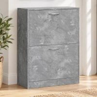 HOMCOM Mueble para Zapatos 12 Pares, Armario para Zapatos Estrecho Moderno, 2 Cajones Abatibles y Estantes Regulables, Gris(m-2)