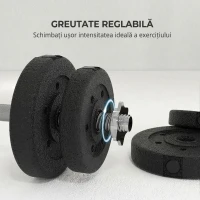 HOMCOM Set de gantere pentru sală de 25 kg în total, cu 12 discuri de greutăți și 2 bare de 2 kg, negru(m-4)