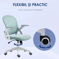 Vinsetto Scaun de Birou Ergonomic cu Spătar din Plasă și Înălțime Reglabilă, 65.5x61.5x88-97.5 cm, Albastru(m-7)