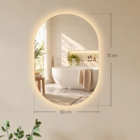 HOMCOM Espelho de Casa de Banho LED com Bluetooth 50x70 cm Espelho de Parede Antiembaciamento 3 Cores Reguláveis com Memória(m-3)