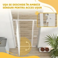 PawHut Poartă pentru Câini și Pisici, Înaltă de 180 cm, Extensibilă de la 77-104 cm, Montaj prin Presiune, Albă(m-7)