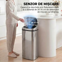 HomCom cos de gunoi din inox cu senzor si infrarosu, 50L | Aosom Ro(m-17)