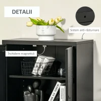 HOMCOM Dulapior Multifunctional cu 2 Usi Stil Industrial, Dulapior Metalic pentru Casa si Garaj - Gri(m-6)