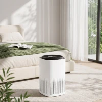 HOMCOM Purificador de Airecon Filtro HEPA hasta 27 m² Modo Sueño/Auto Control App y Voz Silencioso Temporizador Blanco(m-9)