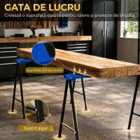 DURHAND Set 2 Capre de Lucru Pliabile, Suprafață Antiderapantă din Cauciuc, Capacitate 250 kg, Albastru(m-5)