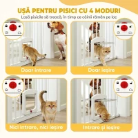 PawHut Gard Extensibil pentru Câini și Pisici cu Ușiță Integrată, Gard din Oțel și ABS, 75-85x2x76 cm, Alb(m-5)