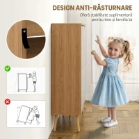 HOMCOM Dulap Pantofar Modern cu 4 Sertare Rabatabile si Raft Reglabil, Organizator de Depozitare pentru Dulap Pantofar de Hol pentru 16 Perechi de Pantofi, Natur(m-7)