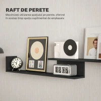 HOMCOM Suport TV cu poliță de perete, rafturi deschise și dulap din lemn, negru și maro(m-6)