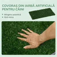 PawHut Toaletă pentru câini cu gazon sintetic, iarbă de schimb și tavă inferioară pentru interior și exterior, 67x41x3.5 cm(m-4)
