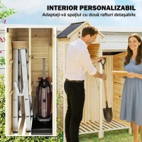 Outsunny Magazie de Grădină cu 2 Zone, Rafturi Reglabile și Fereastră, din Lemn de Brad, 106x57x167 cm, Culoare Lemn(m-6)