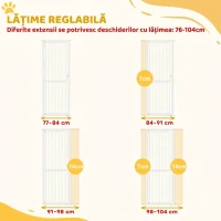 PawHut Poartă pentru Câini și Pisici, Înaltă de 180 cm, Extensibilă de la 77-104 cm, Montaj prin Presiune, Albă(m-6)