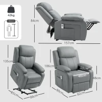 HOMCOM Riser and Recliner Chair with Massage, PU Leather Power Electric Lift Chair for Elderly with High Back, Grey(m-3)