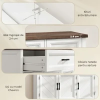 HOMCOM Bufet Dulap Jos pentru Depozitare, MDF, 110 x 35 x 80,5 cm, Alb(m-7)
