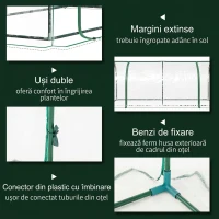Outsunny Seră de grădină în formă de tunel din oțel cu acoperire din PVC, 200x100x80 cm, transparentă și verde(m-4)