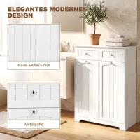 HOMCOM Vrijstaande smalle badkamerkast met lades en wasmand, 78 x 38 x 90 cm, wit(m-7)
