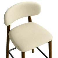 HOMCOM Lote de 2 Taburetes de Bar, Taburetes en Chenilla, Asiento Acolchado, Respaldo y Reposapiés, Patas de Madera, Beige(m-6)