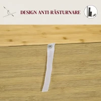 HOMCOM Comodă Boho din Ratan și Bambus cu 2 Uși și Poliță Internă, 60x27x67.5cm, Culoare Lemn(m-5)