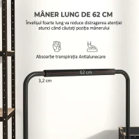 SPORTNOW Set 2 Bare pentru Dips Reglabile pe 4 Niveluri de Înălțime, cu Mânere Antialunecare, Oțel, 70x50x80-105 cm, Negru(m-6)