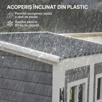 Outsunny Căsuță de Grădină din Lemn cu Rafturi Reglabile, Două Uși cu Încuietoare și Ferestre, Gri(m-6)