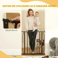PawHut Poartă Extensibilă și Reglabilă pentru Câini, pentru Scări și Uși, din Oțel și ABS, 75-85x76 cm, Neagră(m-5)