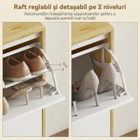HOMCOM Dulap Slim Modern pentru Pantofi cu 4 Sertare Rabatabile, Capacitate 20 Perechi de Pantofi, 105x24x92.5 cm, Alb(m-6)