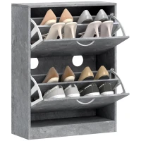 HOMCOM Mueble para Zapatos 12 Pares, Armario para Zapatos Estrecho Moderno, 2 Cajones Abatibles y Estantes Regulables, Gris(m-12)