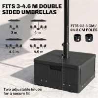 Outsunny 3-in-1 Parasolvoet, Bijzettafel, Bloembak, tot 80 kg zand, weerbestendig, Zwart(m-5)
