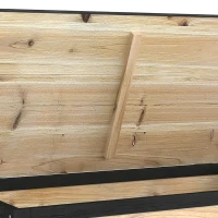 Outsunny Tuinopbergbox, 121 liter, 2 wielen, weerbestendig, metalen frame, natuurlijk hout, 100x50x43 cm(m-13)