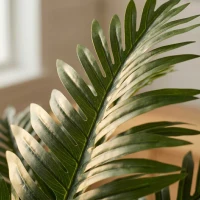 HOMCOM Plantă Artificială de Ferigă cu 20 de Frunze din PEVA, Ramuri Flexibile, Ghiveci Negru din PP și Ciment, Verde(m-7)