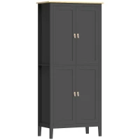 HOMCOM Buffet de cocina, mueble alto de cocina con LED regulable y detector de movimiento, 80 x 40 x 176,5 cm, negro(m-11)