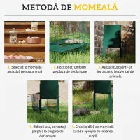 Outsunny Cușcă Capcană pentru Animale Mici cu O Ușă și Mâner, 80x25x30 cm, Verde Închis(m-4)
