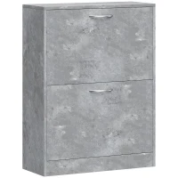 HOMCOM Mueble para Zapatos 12 Pares, Armario para Zapatos Estrecho Moderno, 2 Cajones Abatibles y Estantes Regulables, Gris(m-1)