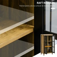 HOMCOM Bufet Modern cu 2 Uși din Sticlă și Lemn, 60x35x120cm, Maro(m-6)