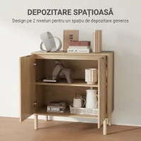 HOMCOM Dulap Mobil din Lemn cu 2 Niveluri și Raft Reglabil pe 3 Niveluri, 78x40x77,5 cm, culoare Stejar(m-4)