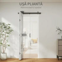 HOMCOM Ușă Glisantă Pliabilă Tip Carte cu Suprafață Vopsibilă, 90x210 cm, Albă(m-4)