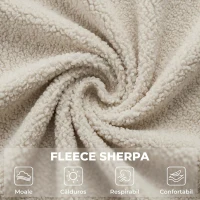 HOMCOM Fotoliu Balansoar din Sherpa cu Taburet, Buzunare Laterale, Șezut Gros, Design Matlasat, Crem(m-6)