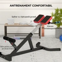 SPORTNOW Scaun Roman Reglabil pe Înălțime cu Tapițerie Groasă, din Oțel și PU, 126x70x67-84 cm, Negru(m-6)