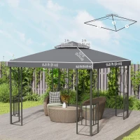 Outsunny Vervangend dak voor metalen tuinhuisje partytent tuinhuisje tuintentdak 3x3(m-4)