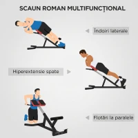 SPORTNOW Scaun Roman Reglabil pe Înălțime cu Tapițerie Groasă, din Oțel și PU, 126x70x67-84 cm, Negru(m-4)