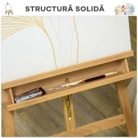 Vinsetto Șevalet pentru Pictură Pliabil din Lemn de Fag cu Înălțime și Unghi Reglabil, 65x110x180-235 cm(m-6)